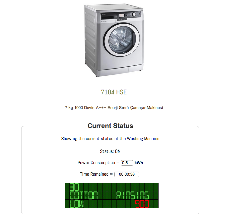 7104 HSE Washing Machine Control Page