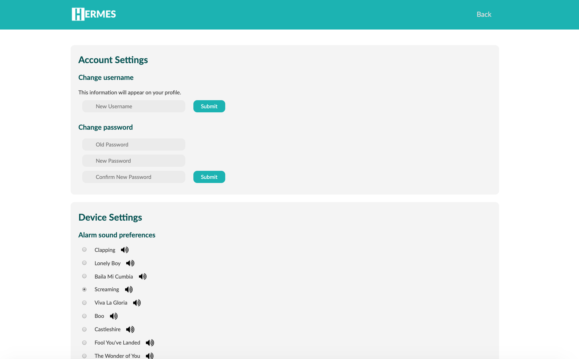 Settings Page