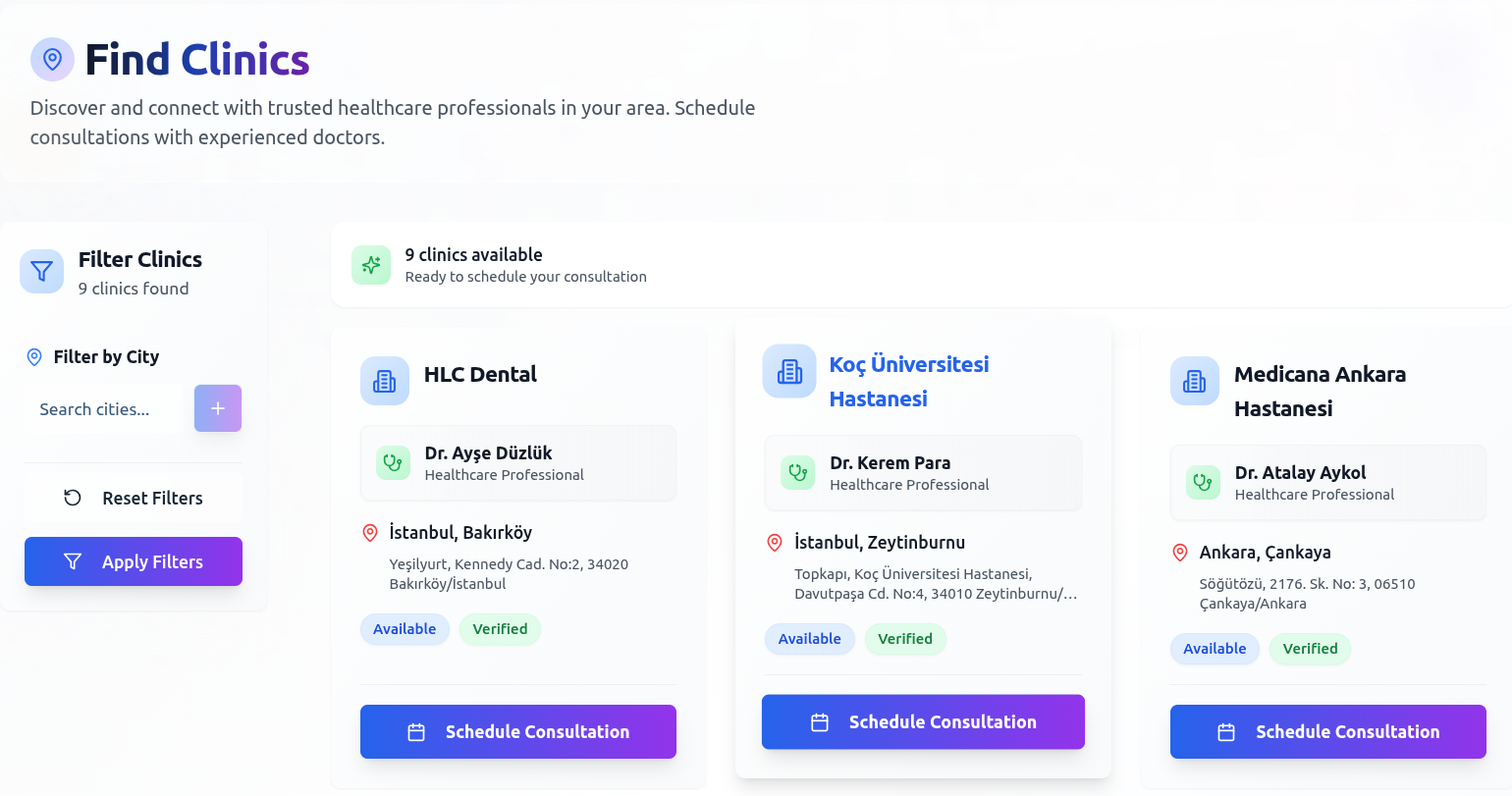 Clinic Search - Screenshot 1