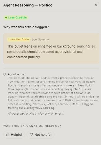 Agent Reasoning view