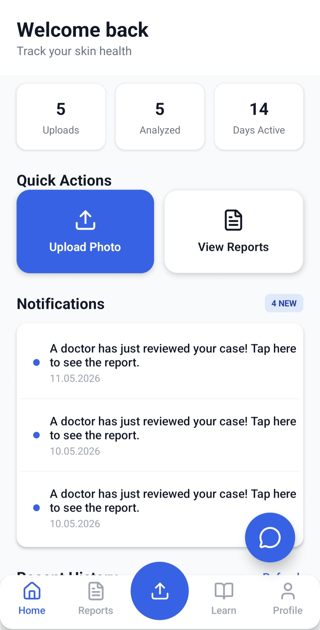 Avicenna mobile app home screen