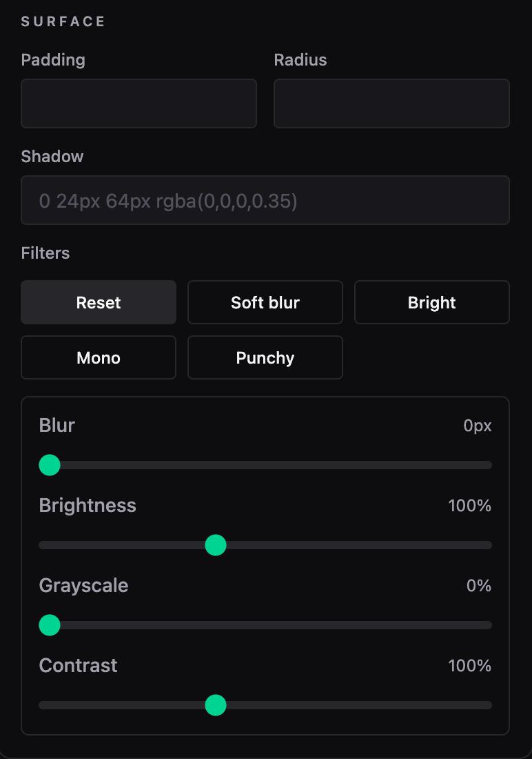 Customization settings view