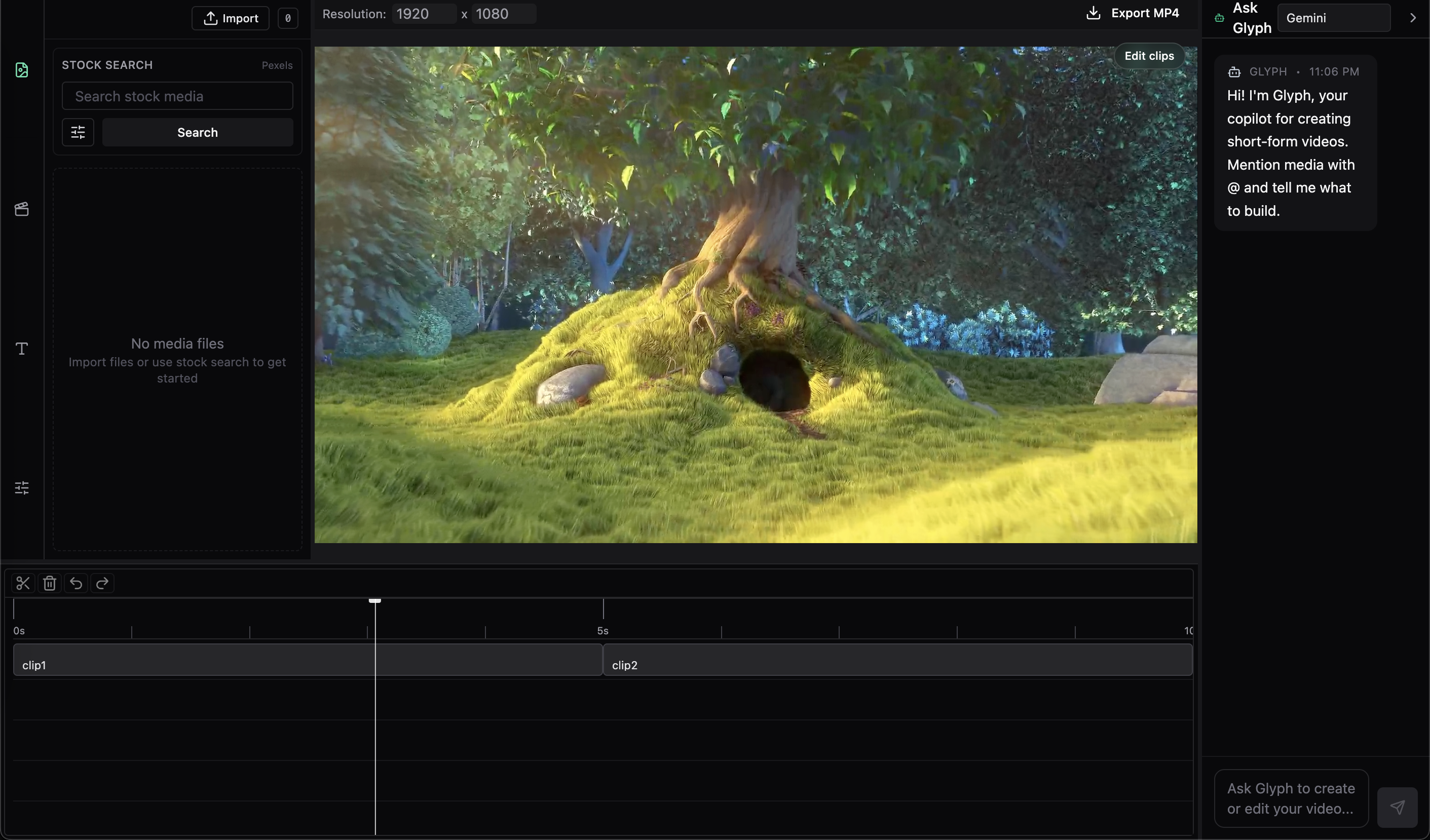GLYPH editor screenshot