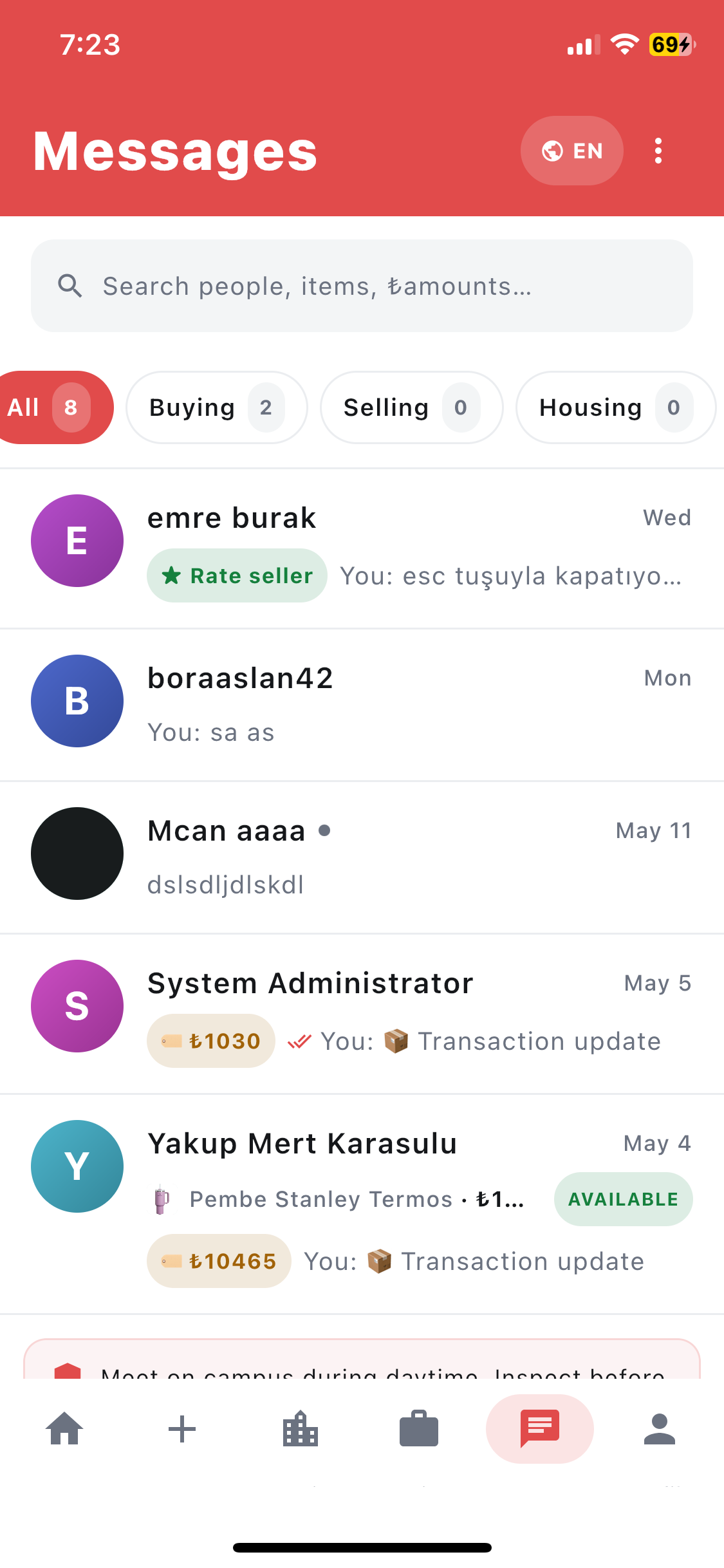 Chat thread with a structured offer bubble