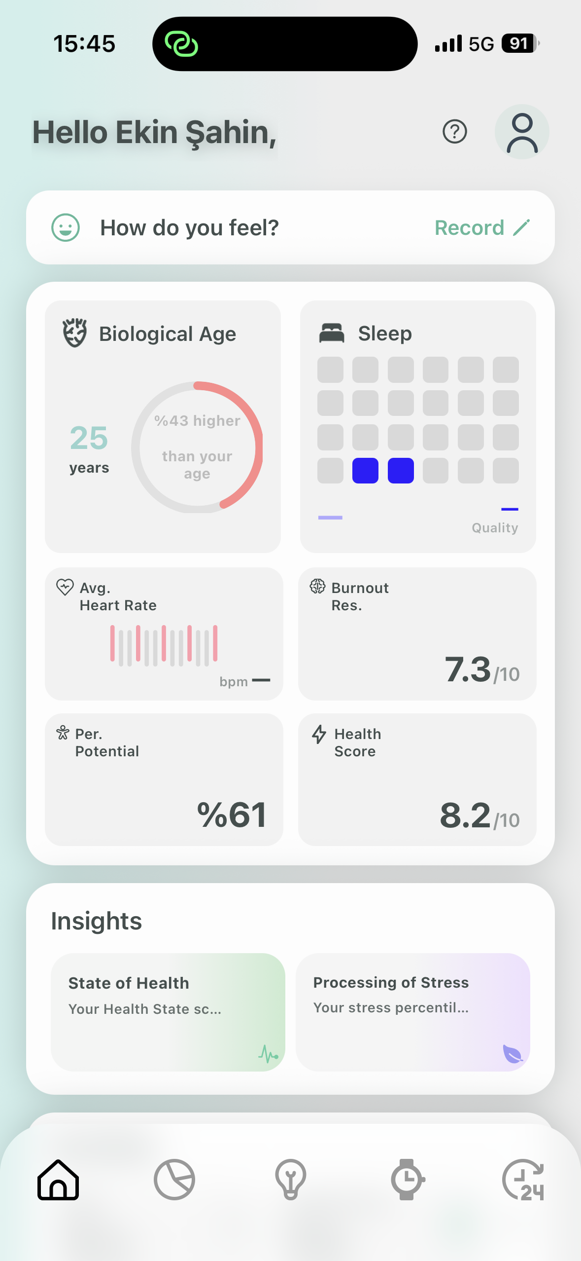 HRV-4 dashboard app screen