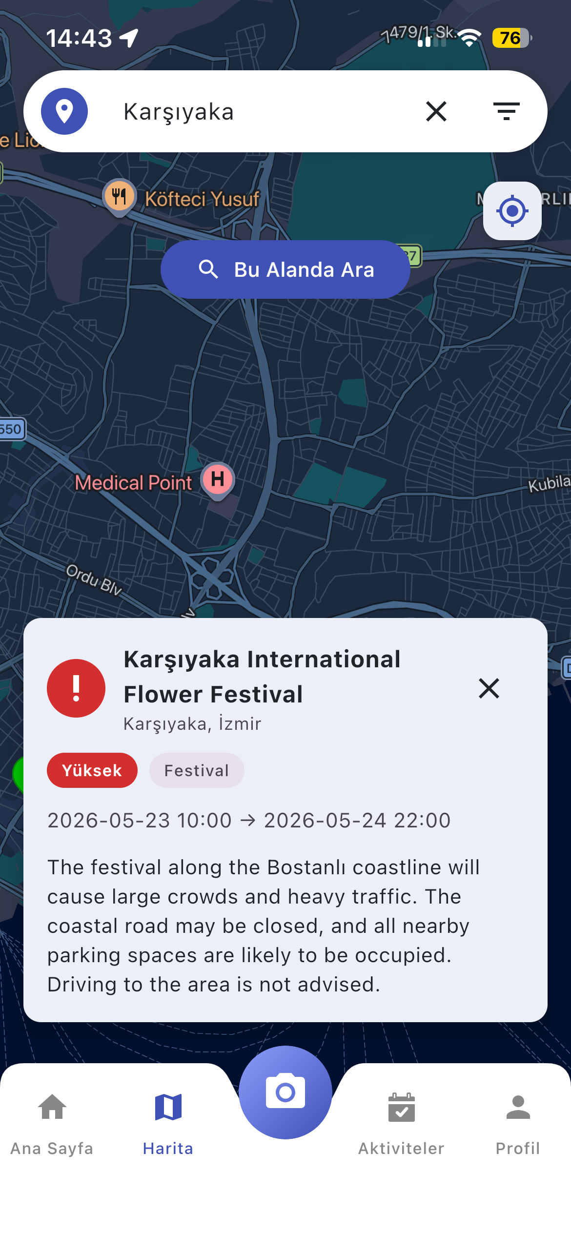 Event parking alert