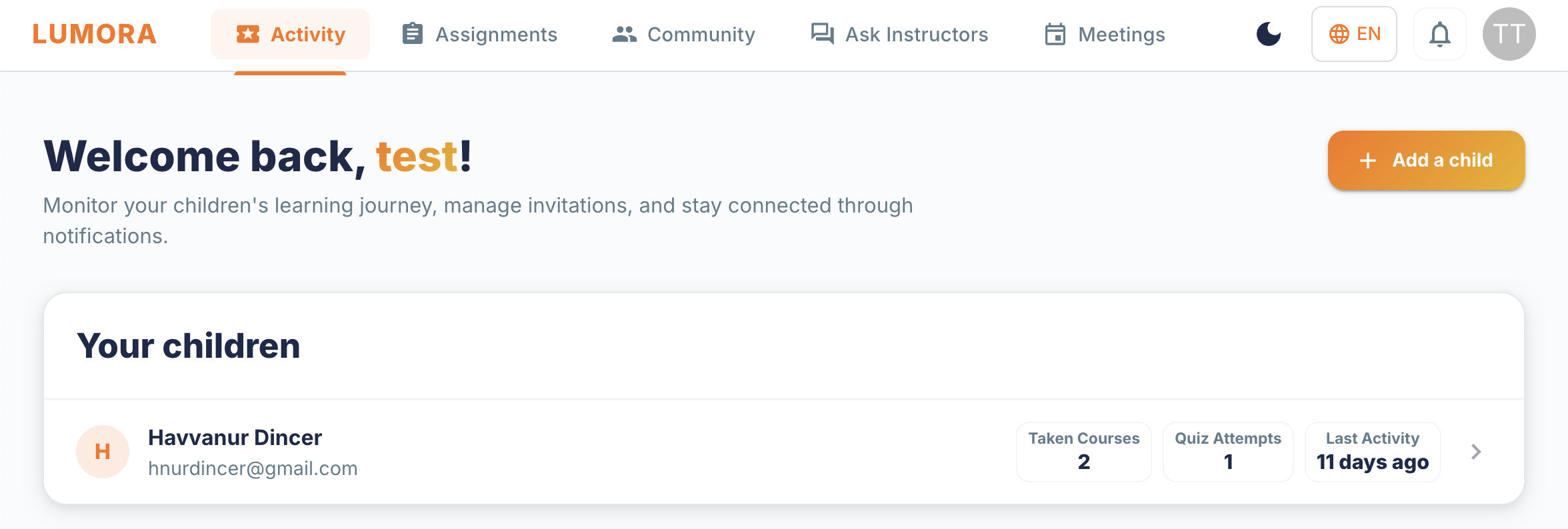 Parent Dashboard