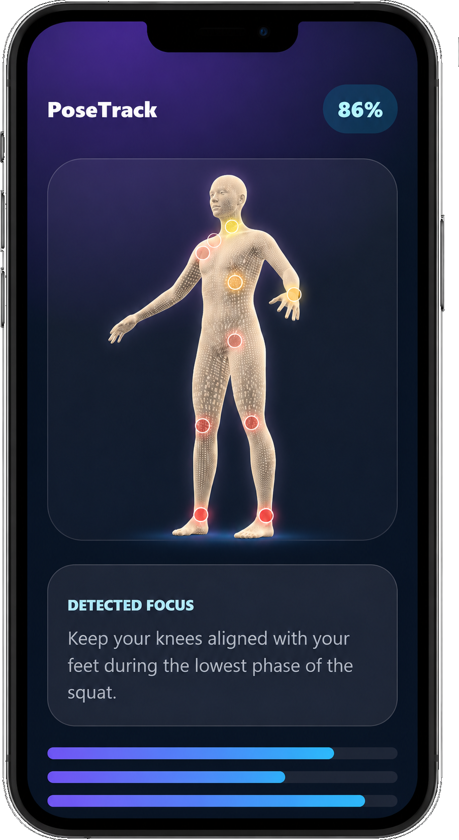 PoseTrack mobile analysis screen